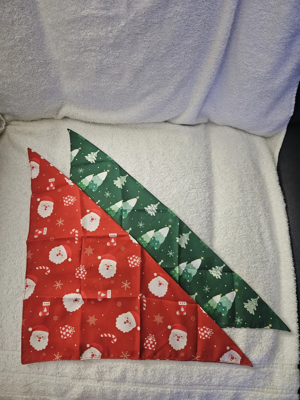 2 Pack Reversible Christmas Dog Bandana Small Pet Santa Green Stripes Polka Dot